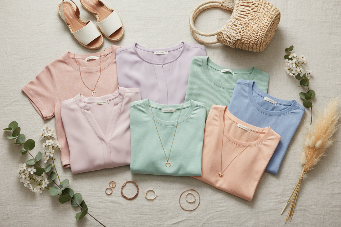 Garde-robe printemps 2026 - vêtements essentiels femme couleurs pastel mode élégante
