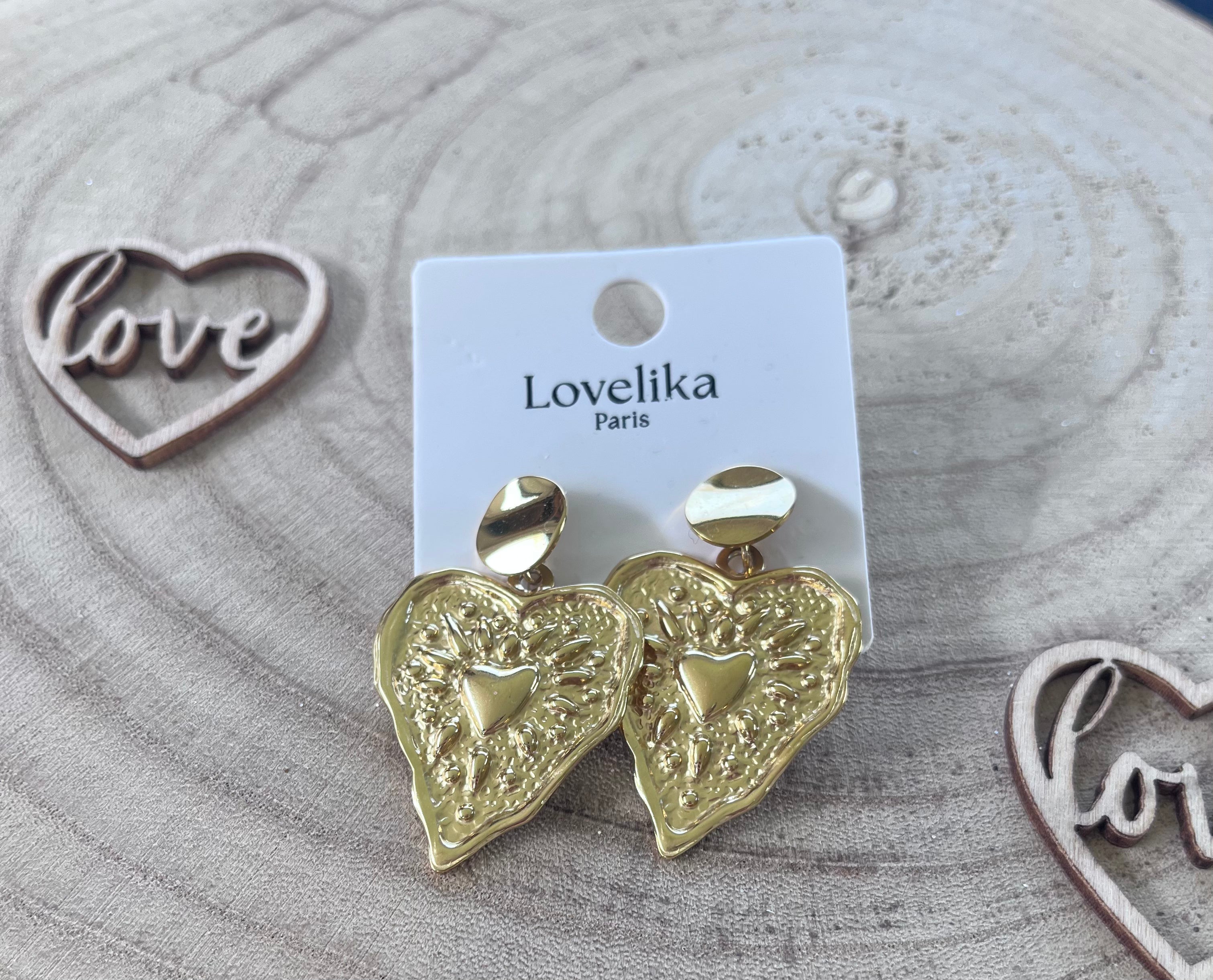 Boucle d’oreille en acier inoxydable pendantes motifs doubles XV peur 