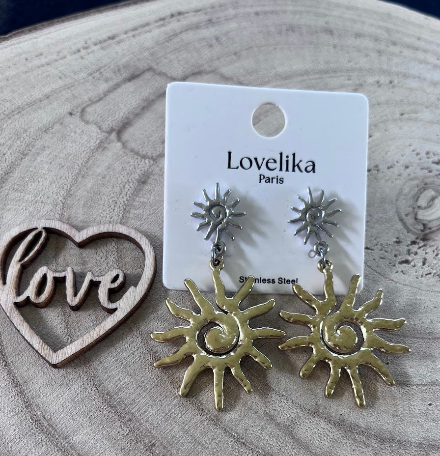 Boucles d’oreilles pendantes soleil