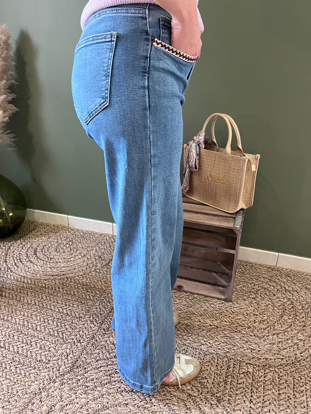 Jean femme taille haute wide leg - Coupe confortable stretch
