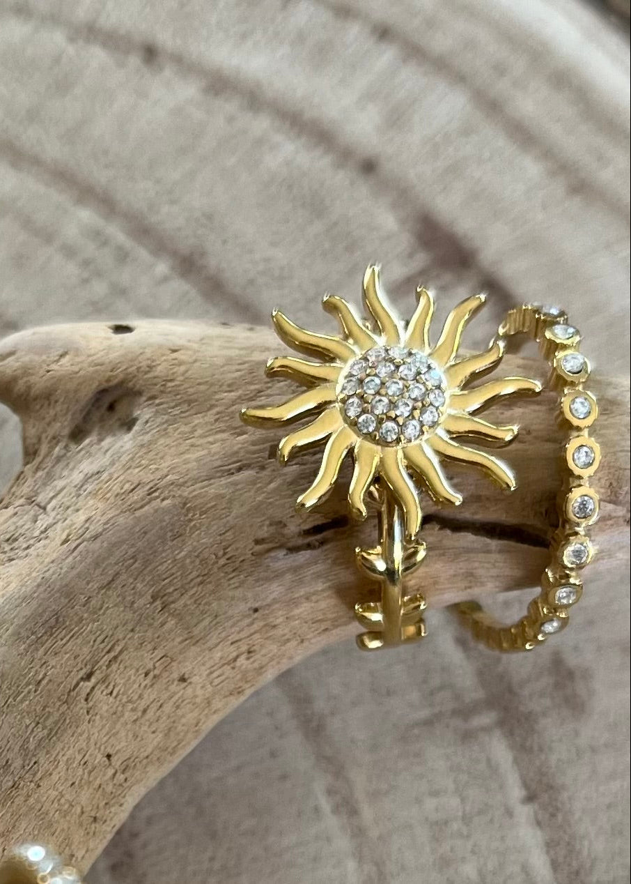 "Bagues été réglables en acier inoxydable doré avec pierre turquoise - nouvelle collection bijoux femme guérande bijoux