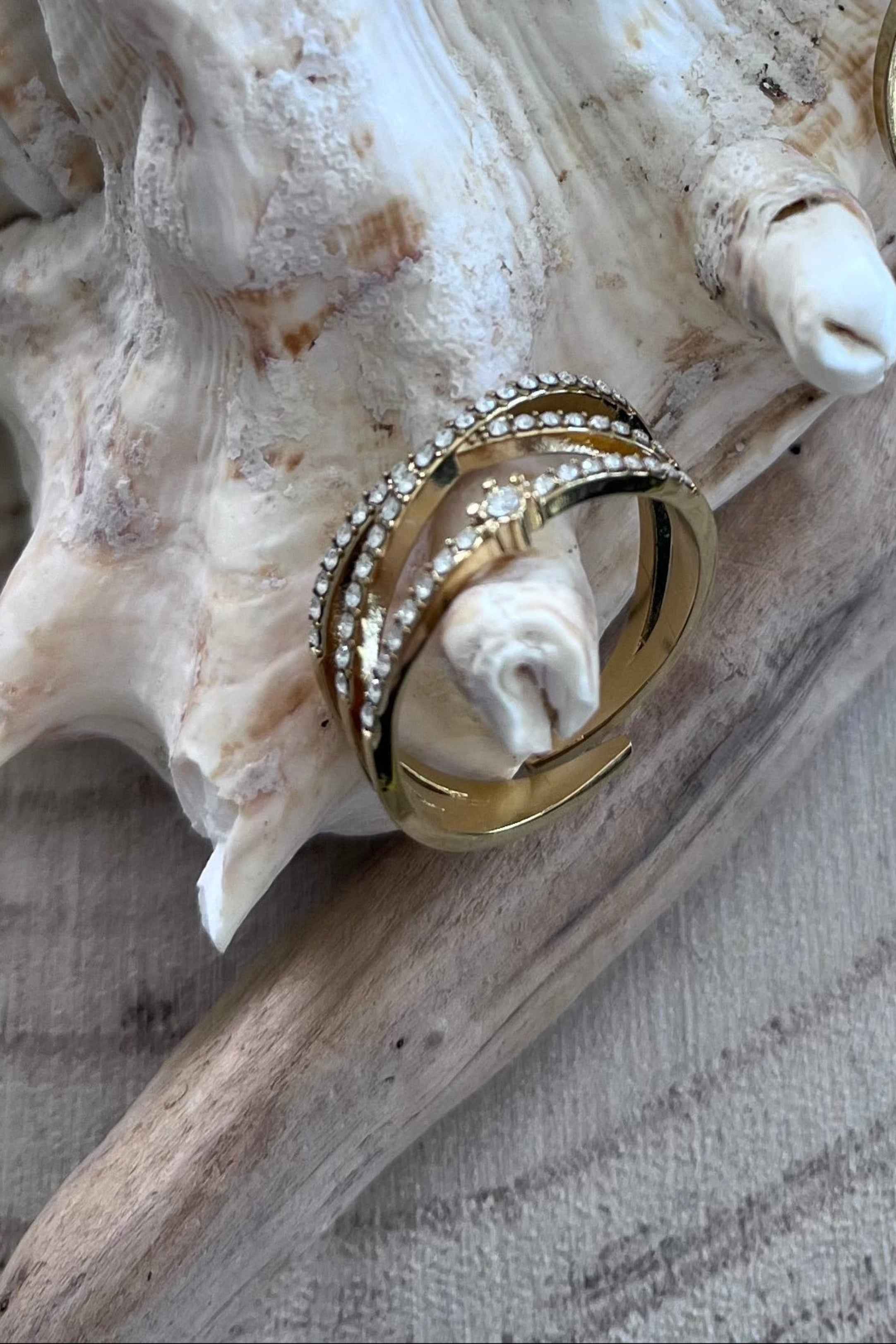 Bague Dorée Strass Etoile