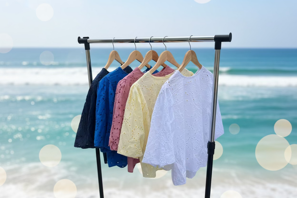 Blouse élégante broderie anglaise manches bouffantes fabriquée en Italie – Le Style by Laëti