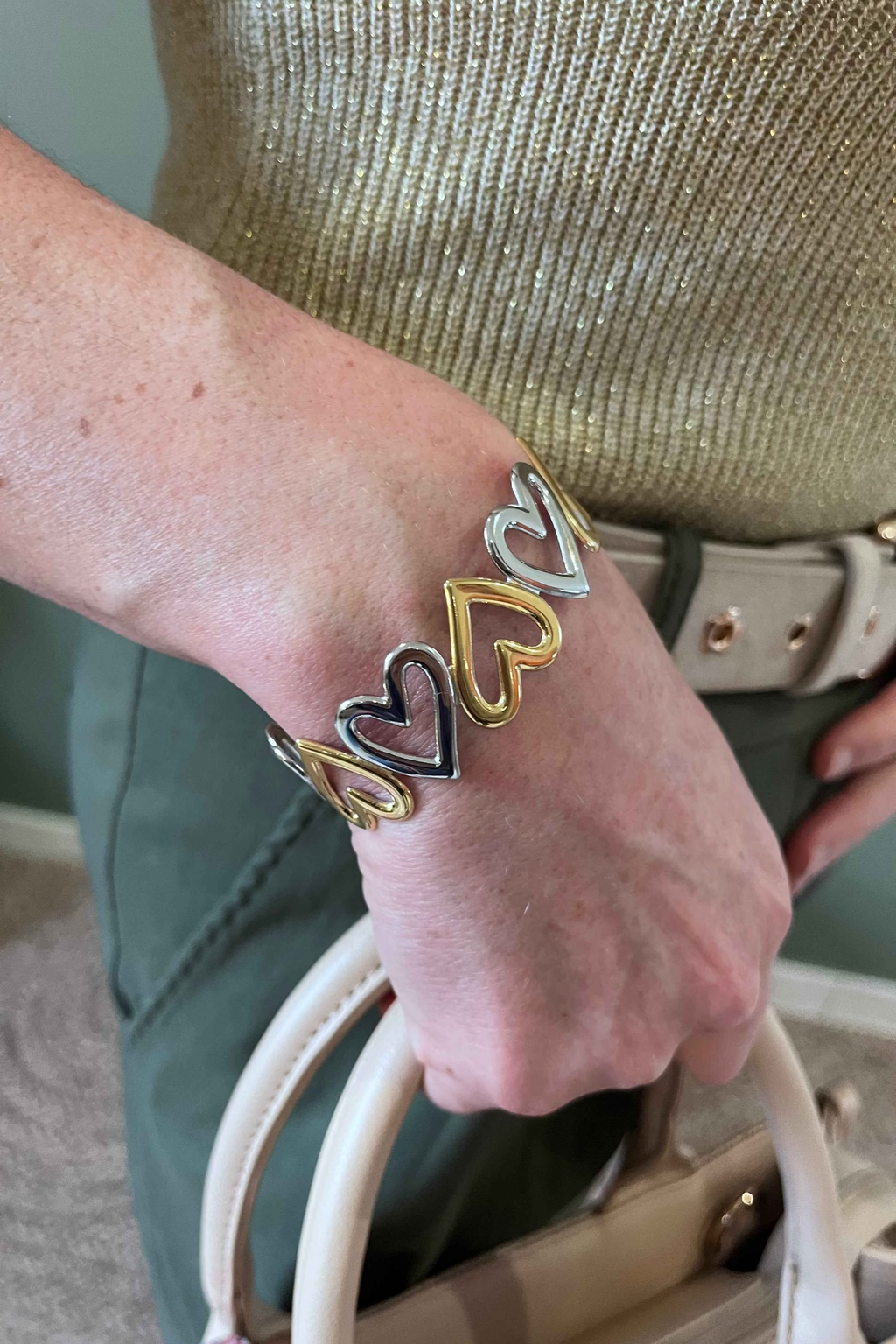 "Bracelet cœur bicolore or et argent en acier inoxydable - bijoux femme romantique | Le Style by Laëti" gurande