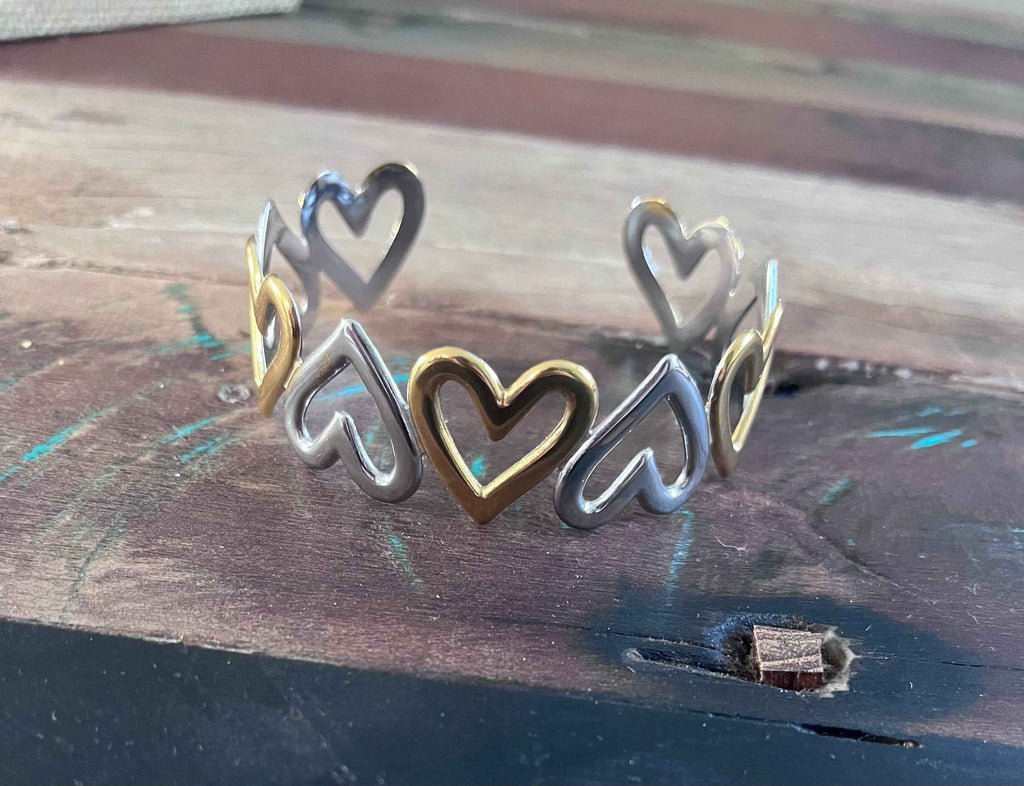 "Bracelet cœur bicolore or et argent en acier inoxydable - bijoux femme romantique | Le Style by Laëti" guérande st lyphard