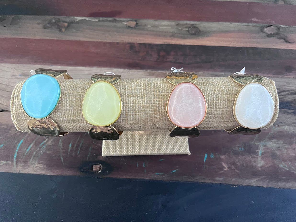 "Bracelet femme en acier inoxydable avec pierre de résine colorée - bijou élégant