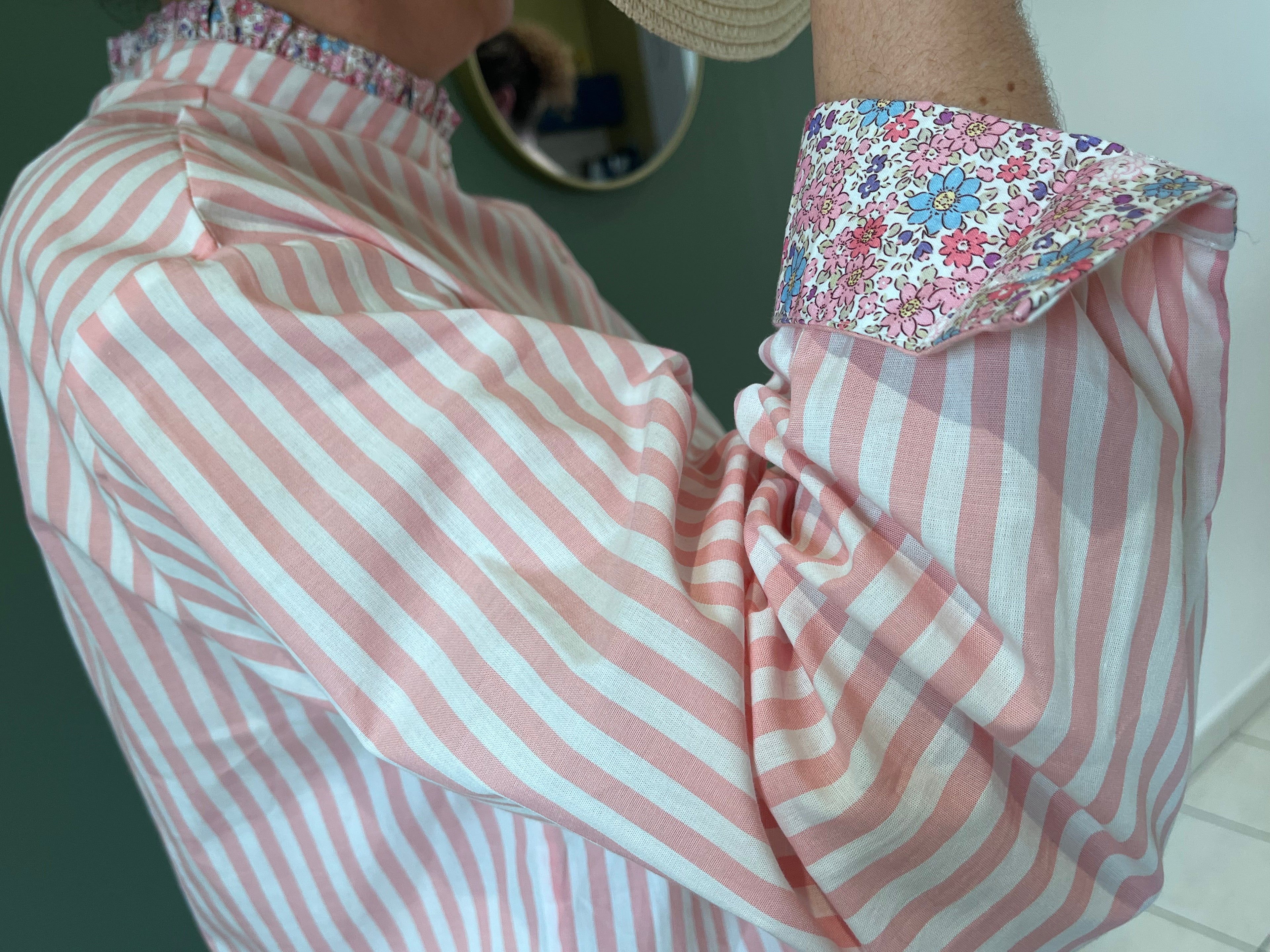  "Chemise rayée liberty femme revers poignets imprimé floral lovie et co"