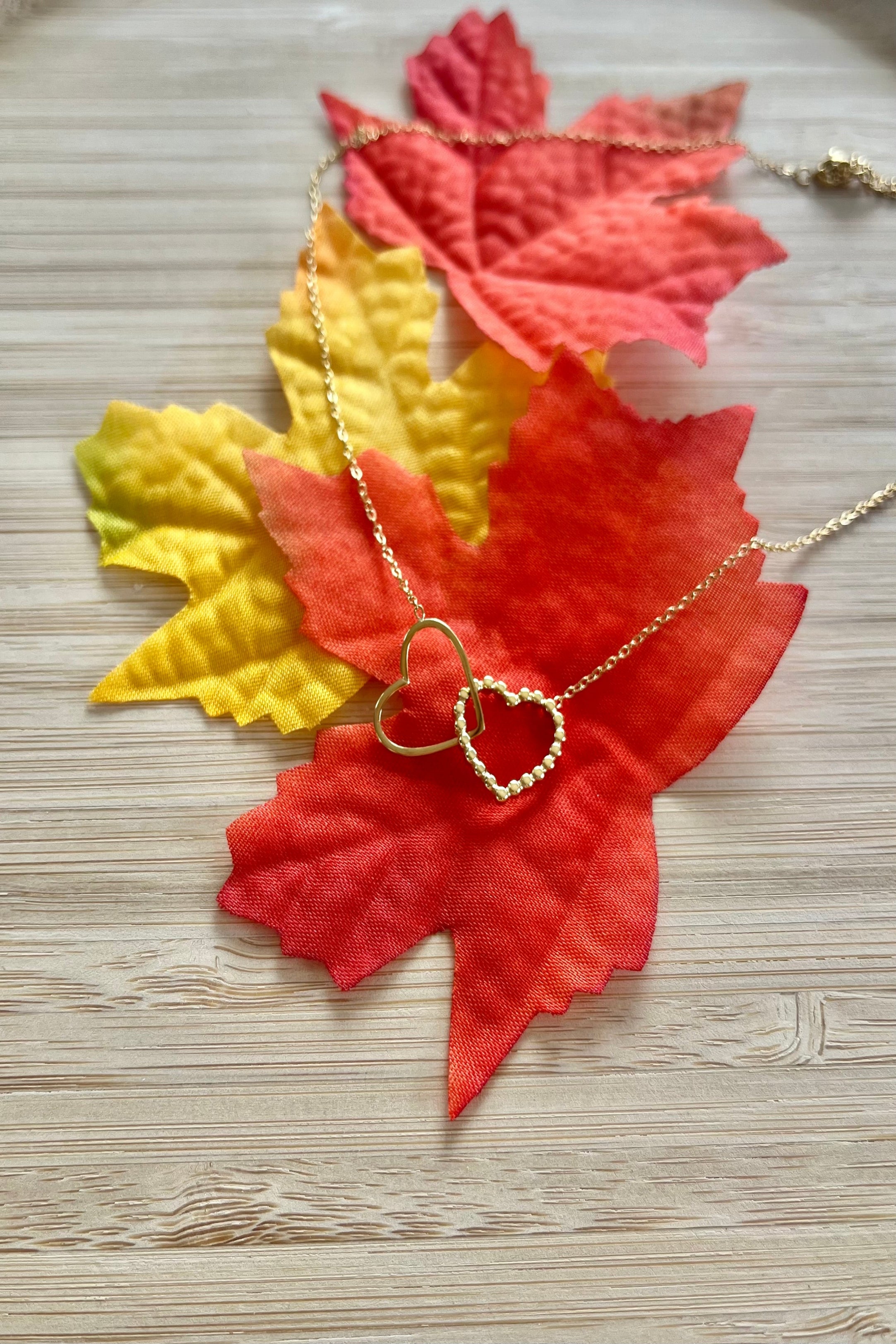 collier doré double coeur , tendance automne femme boutique guérande- le style by Laëti
