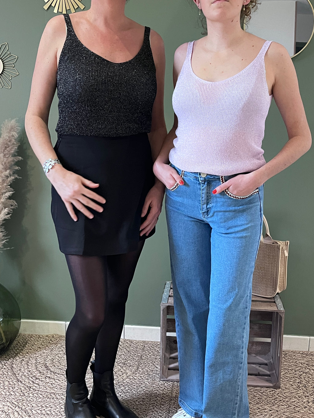 "Débardeur paillettes femme c.moda top soirée encolure V scintillant glamour"