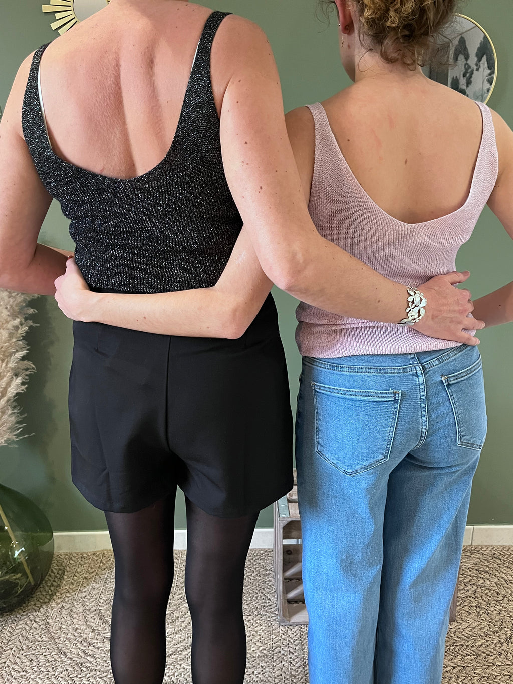 "Débardeur femme paillettes c.moda top fête brillant encolure V"