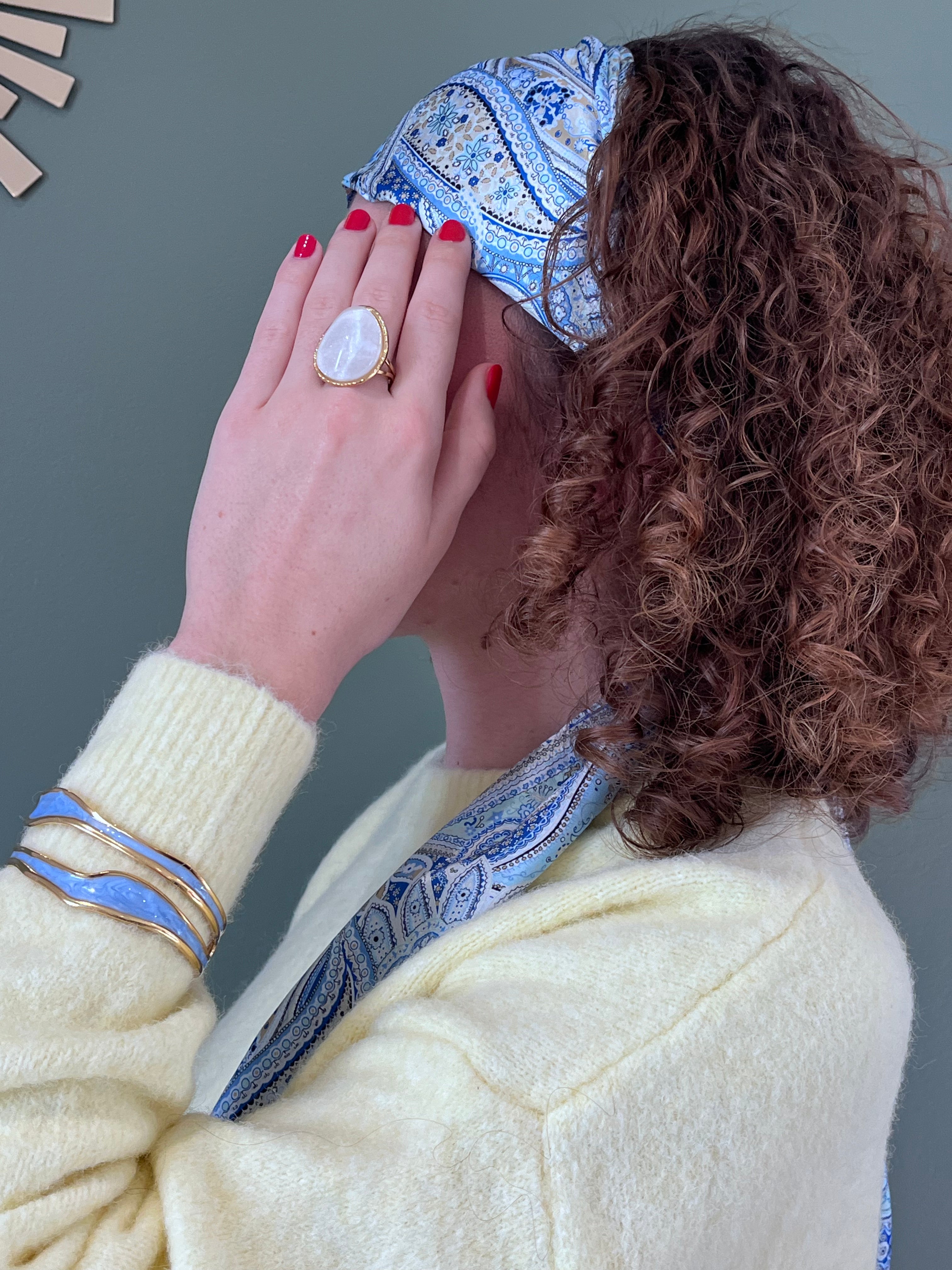 Foulard  baroque bleu polyester aaccessoire  cheveux mode femme élégant