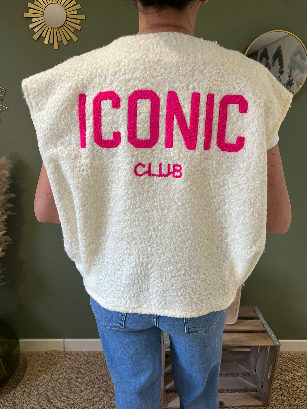 gilet long sans manches Iconic rose poudré femme made in Italy élégant