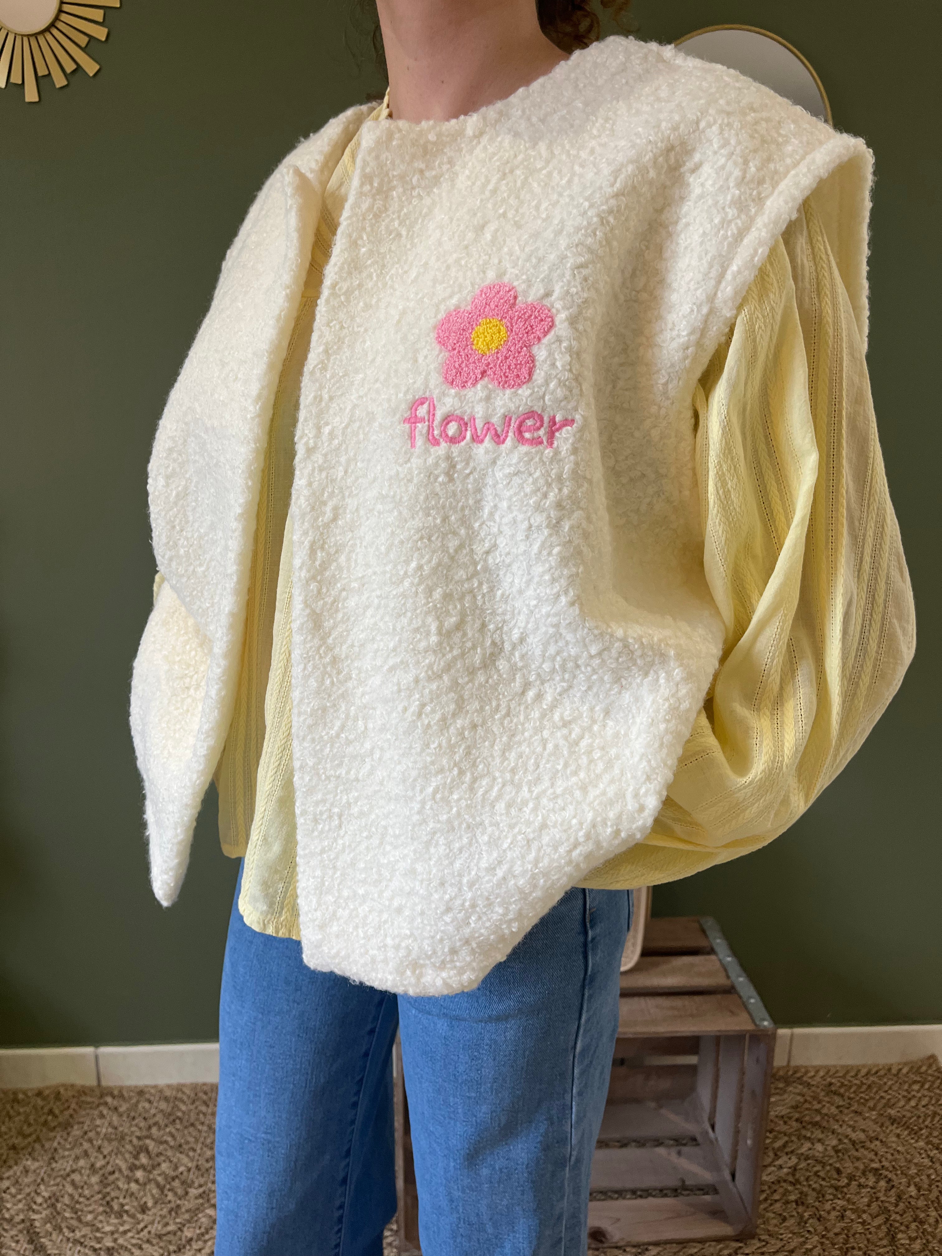 "Gilet sans manches oversize Flower femme made in Italy taille unique 36-42"