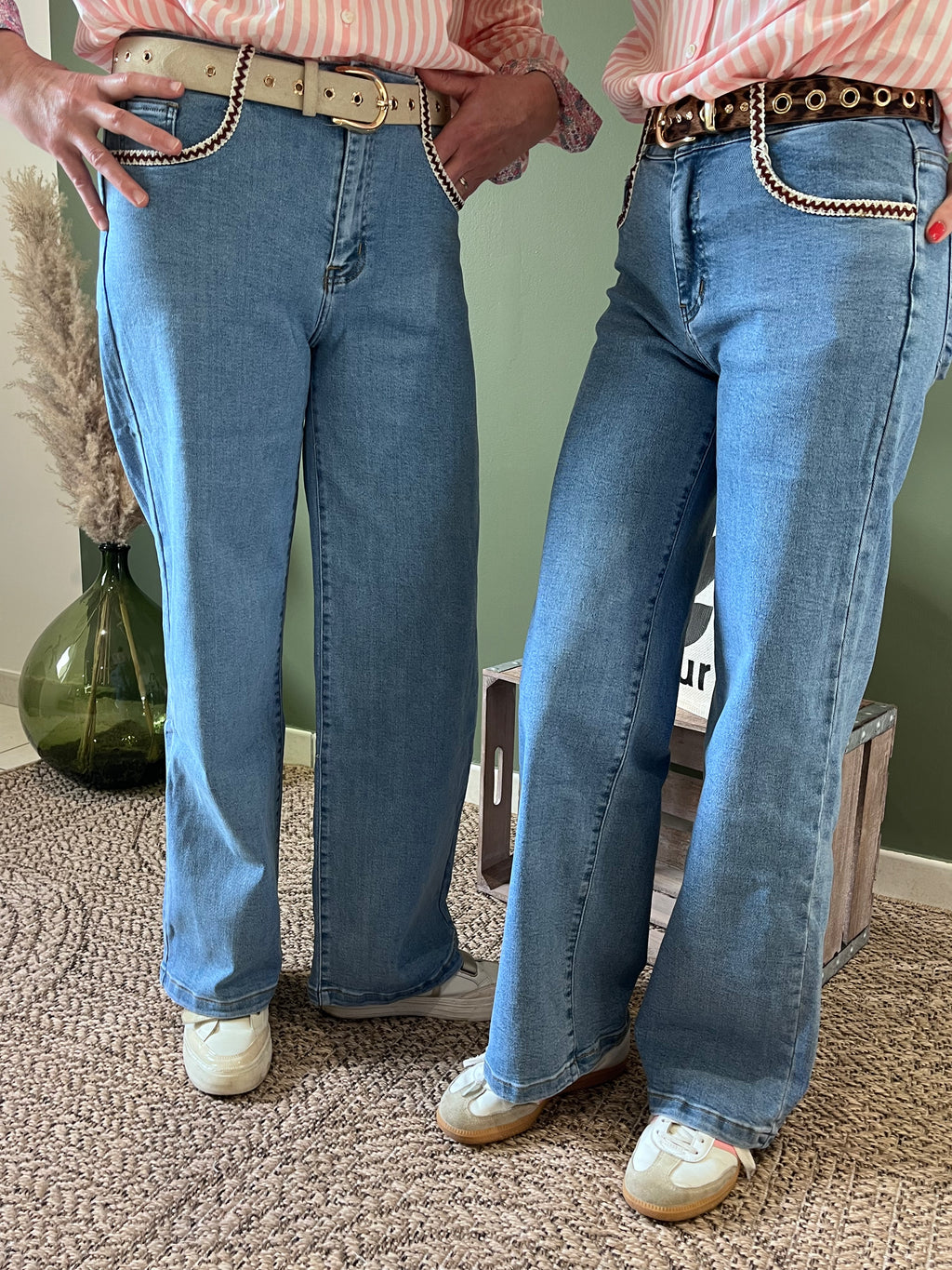 Jean femme wide leg poches brodées WE COOL FOLYROSE coton stretch 2026"