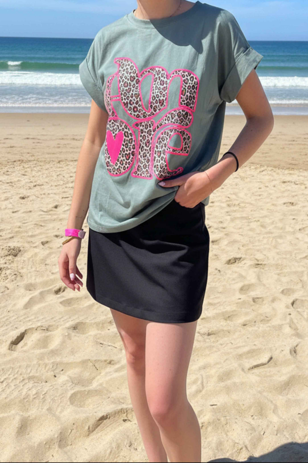 jupe short courte noir ou rose poudrée
