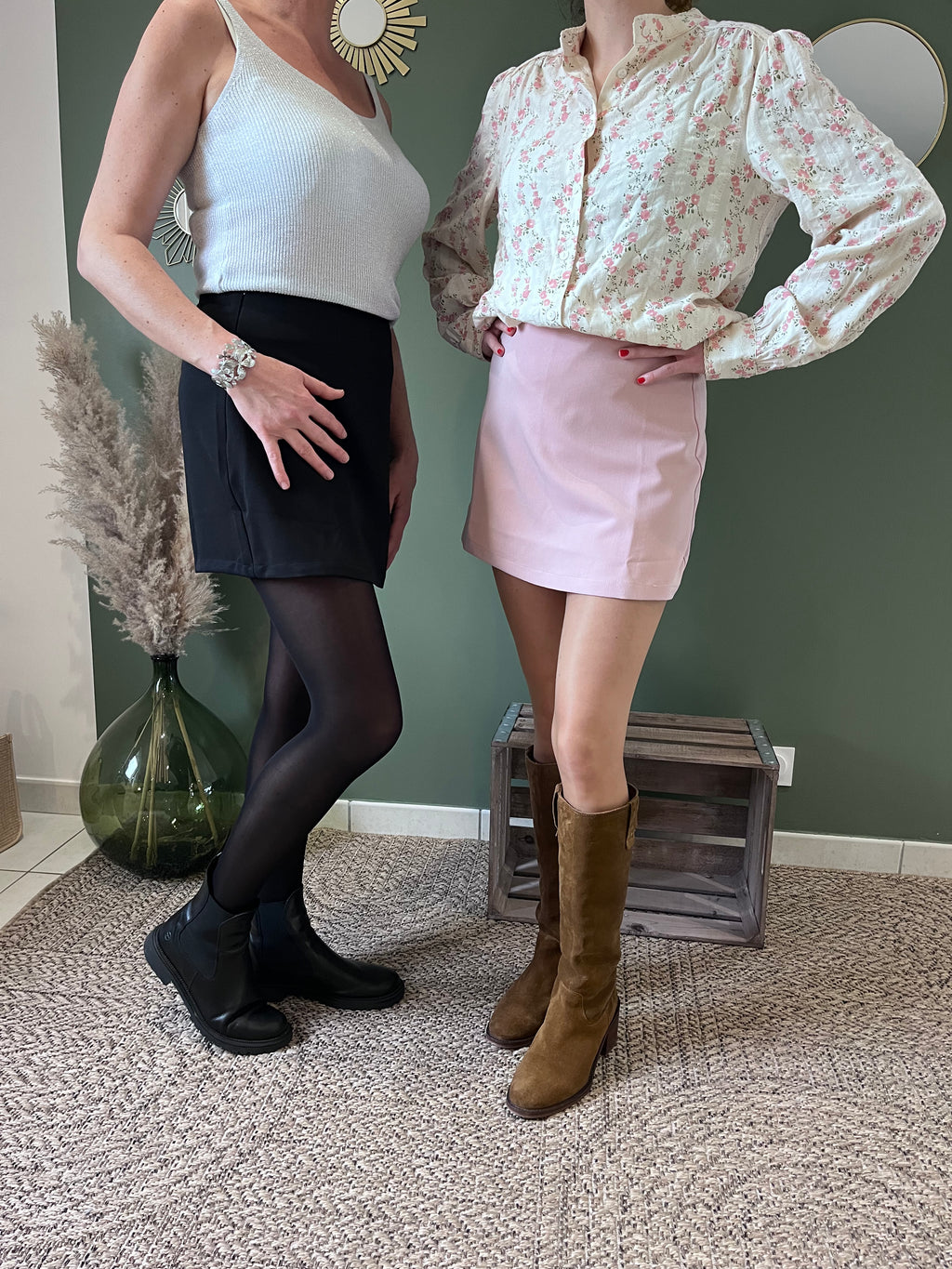 jupes shorts femmes chic noir ou rose