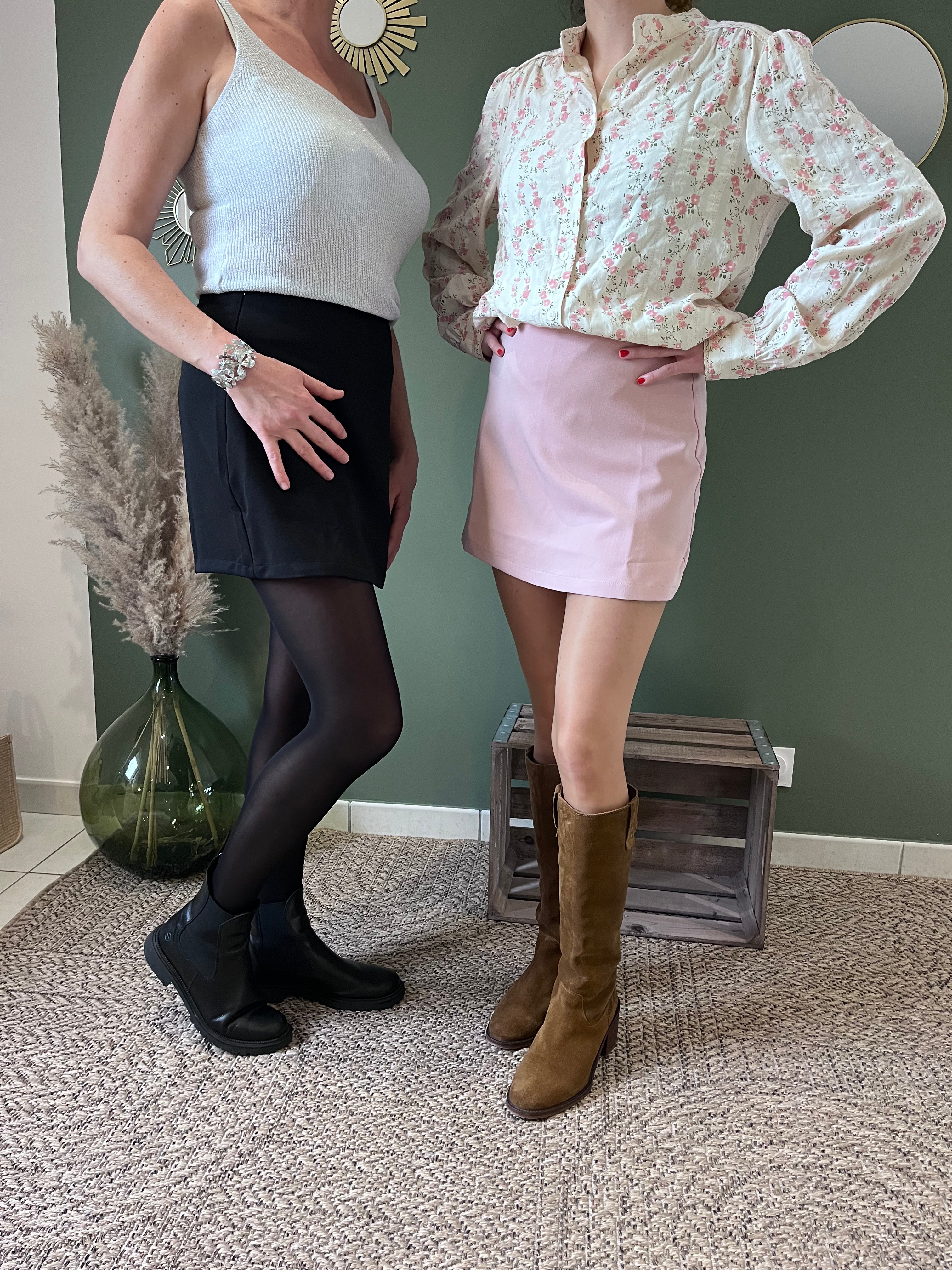 jupes shorts femmes chic noir ou rose