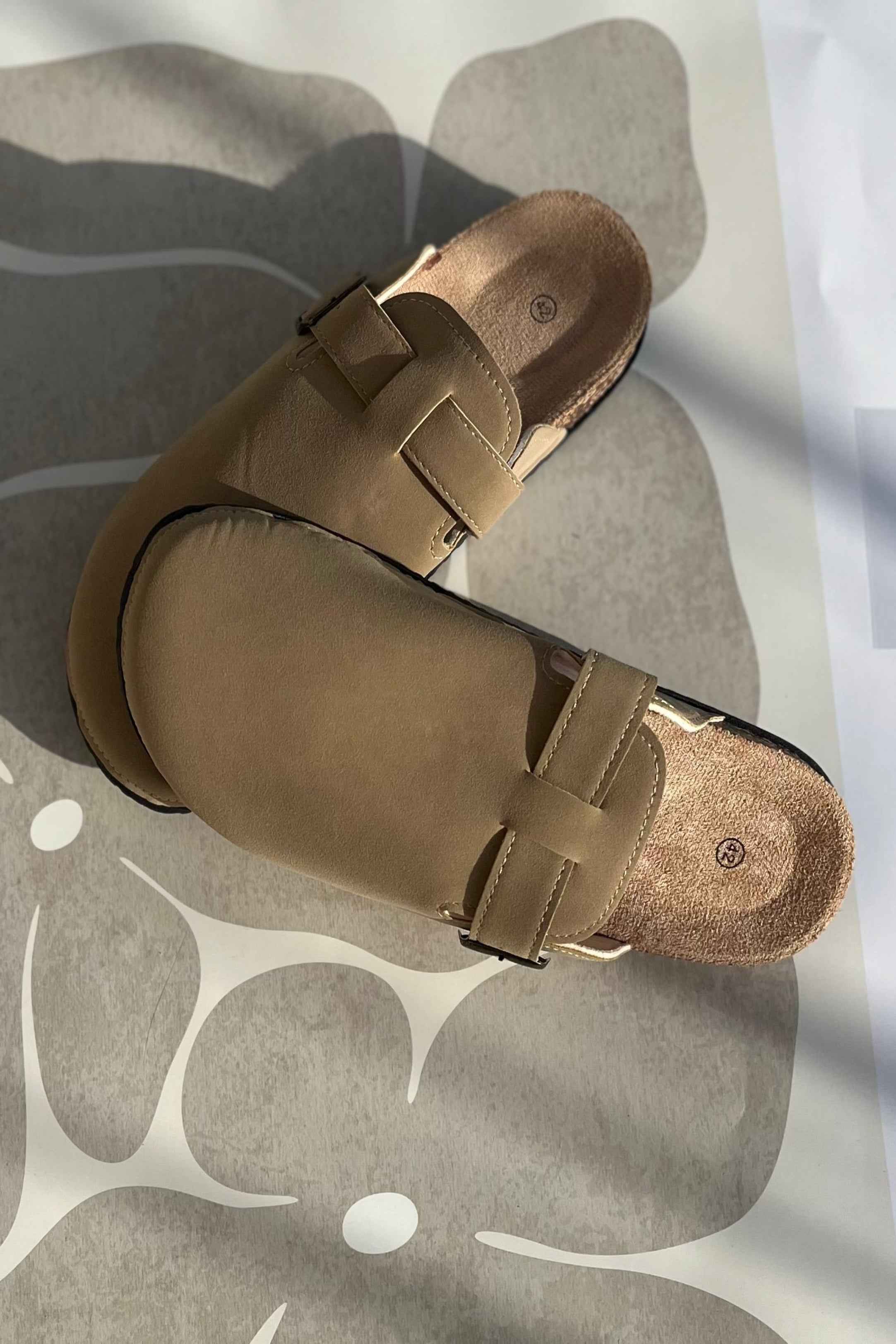 Sabot beige, Semelle en liège Homme
