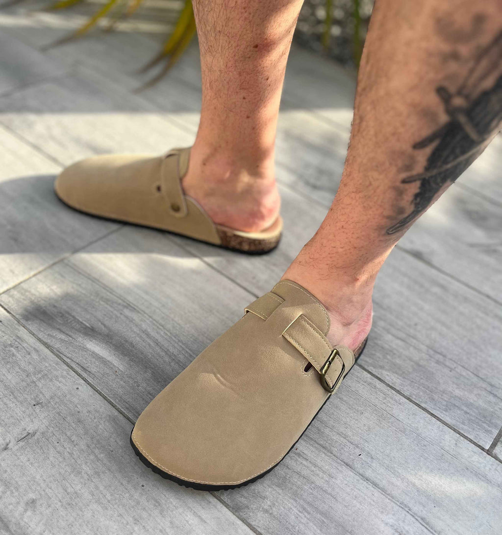 Sabot beige, Semelle en liège Homme