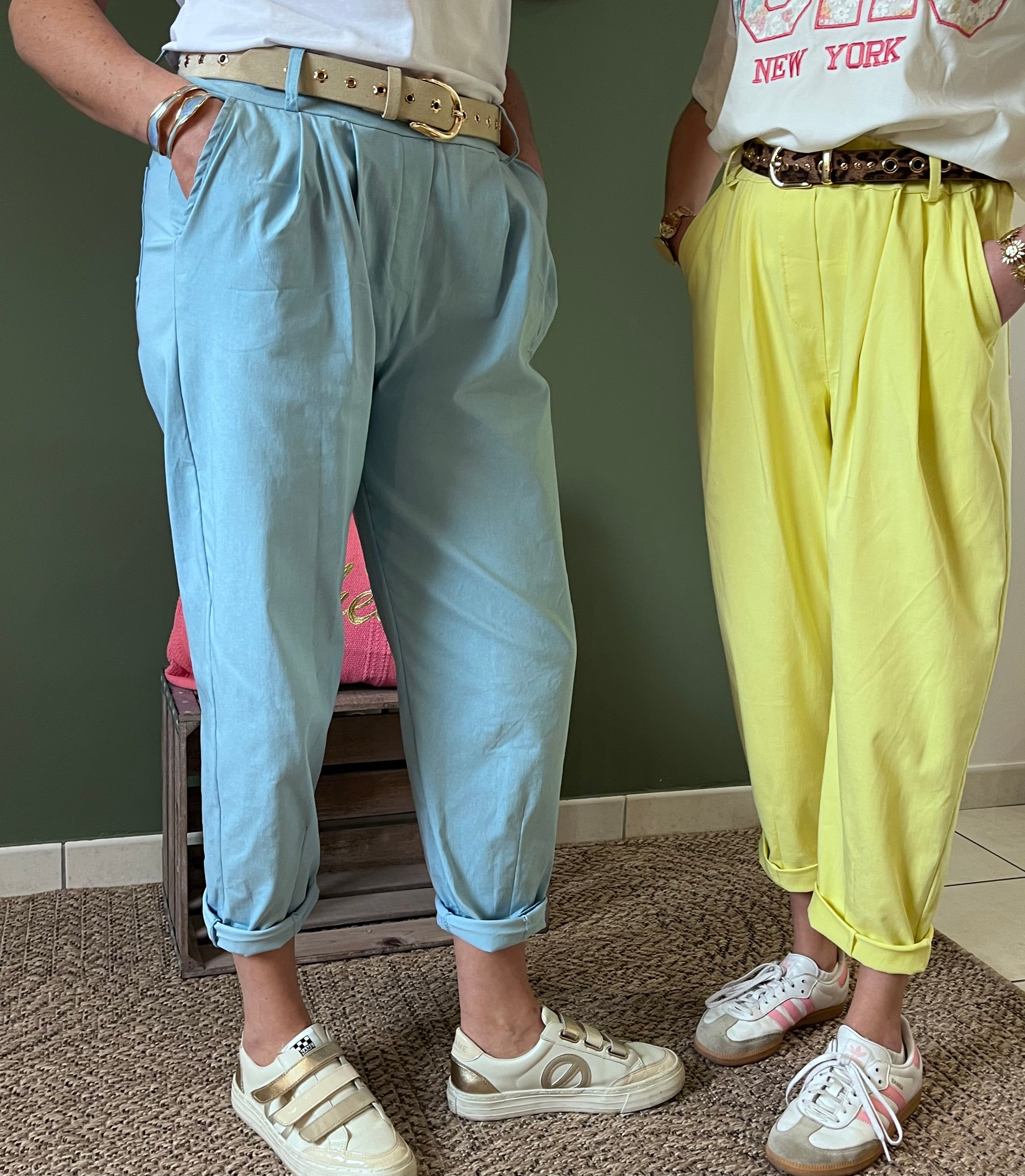 Pantalon chino femme coupe M taille haute c.moda viscose coton fluide confortable Ballon