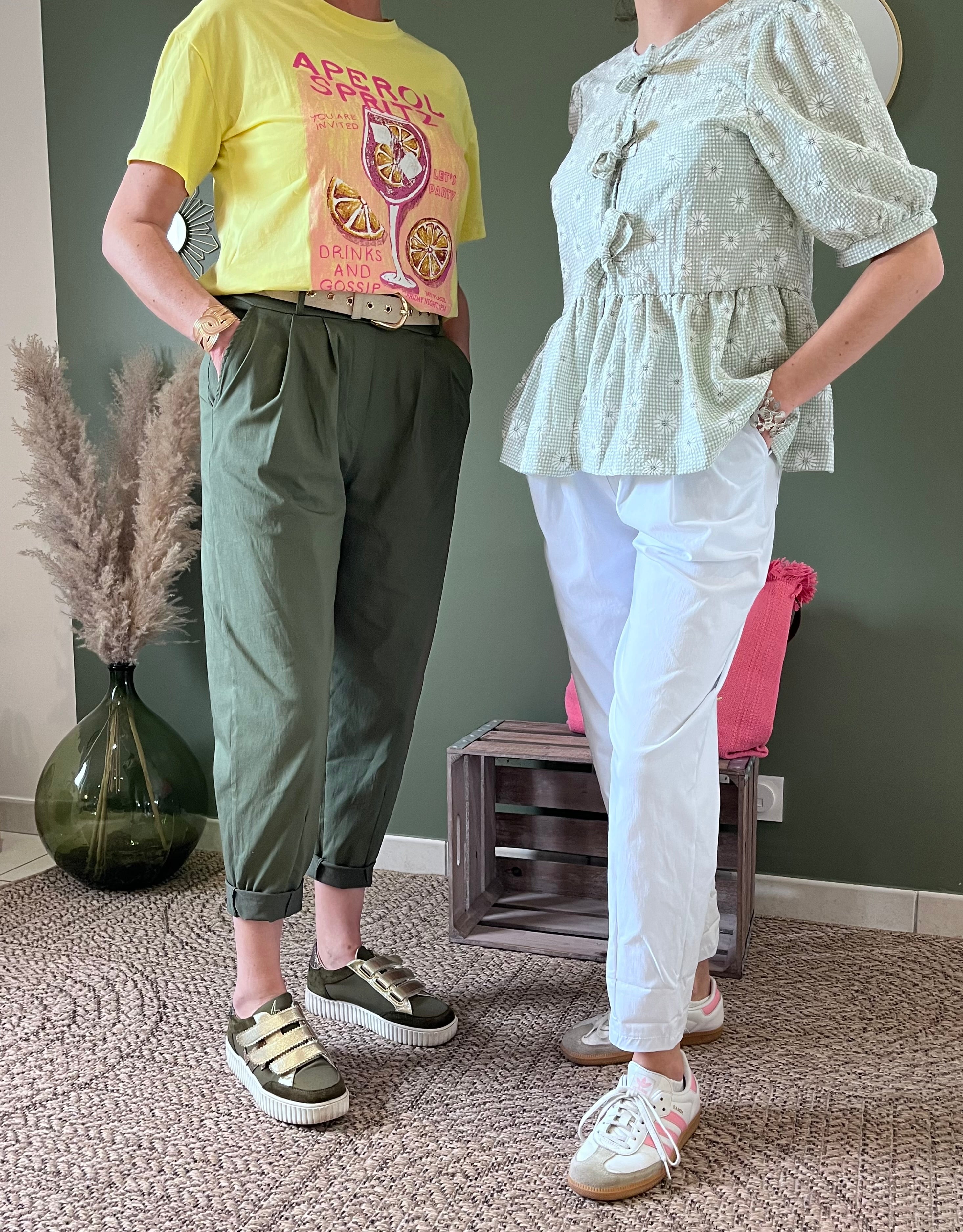 Pantalon coupe Ballon chino taille haute blanc immaculé femme élégant c.moda