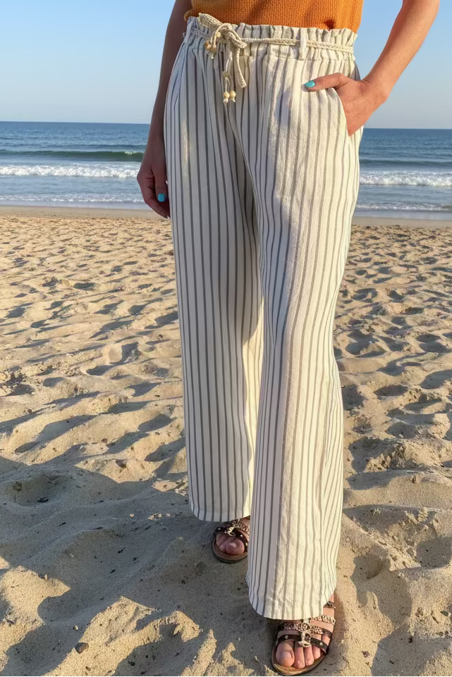 Pantalon fluide Large Rayé