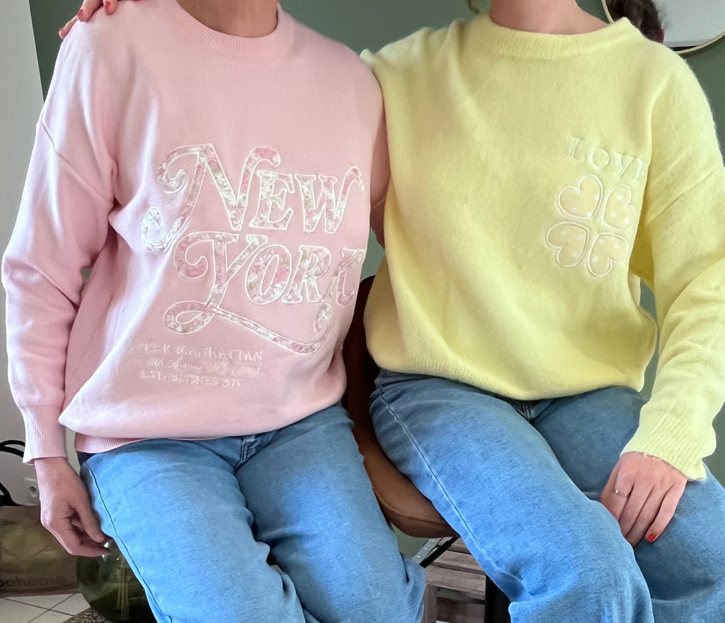 "Pull femme jaune Love Ciao Milano printemps taille unique 36-42 lumineux"