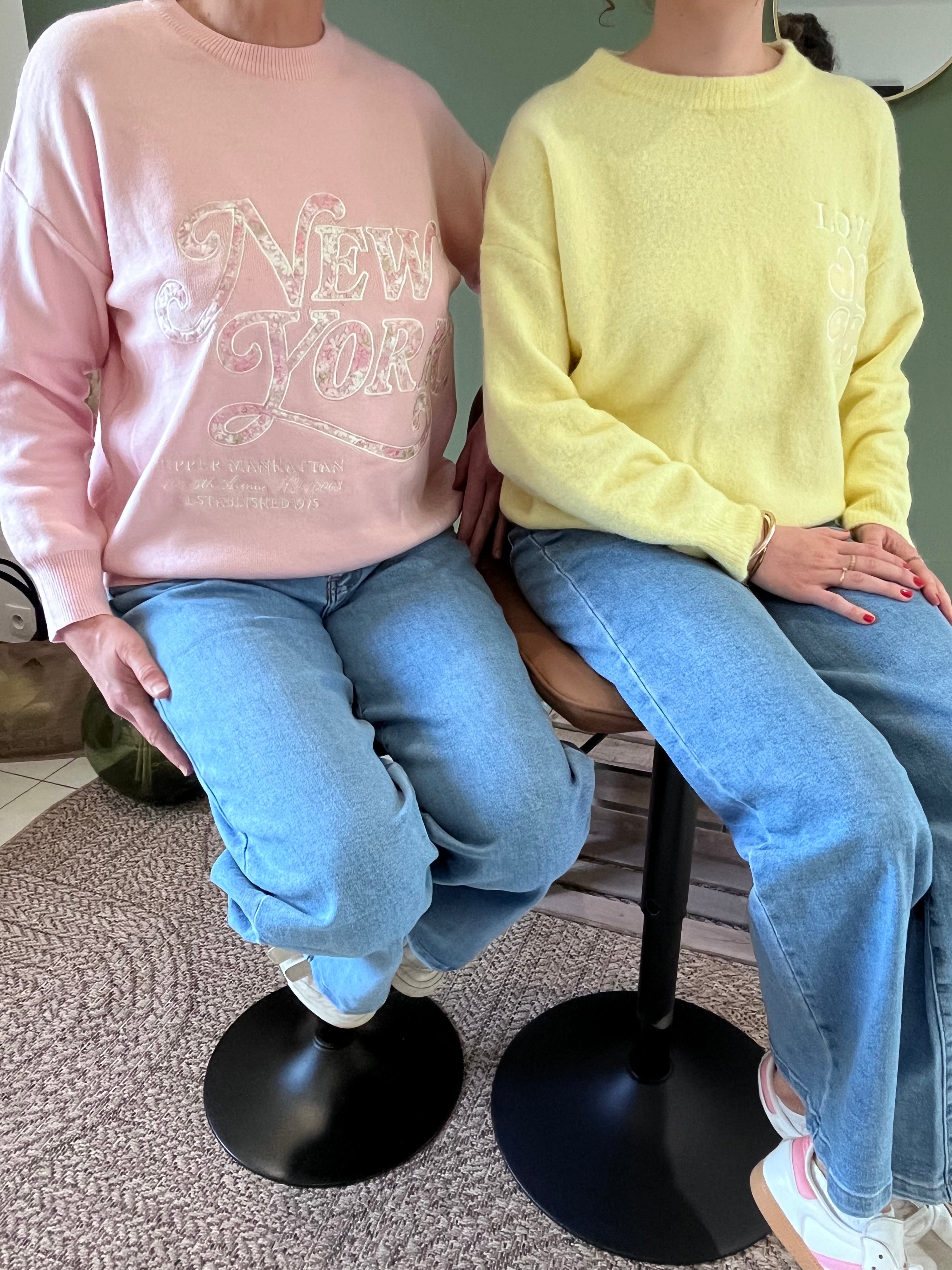 "Pull jaune femme Love Ciao Milano doux confortable composition premium"