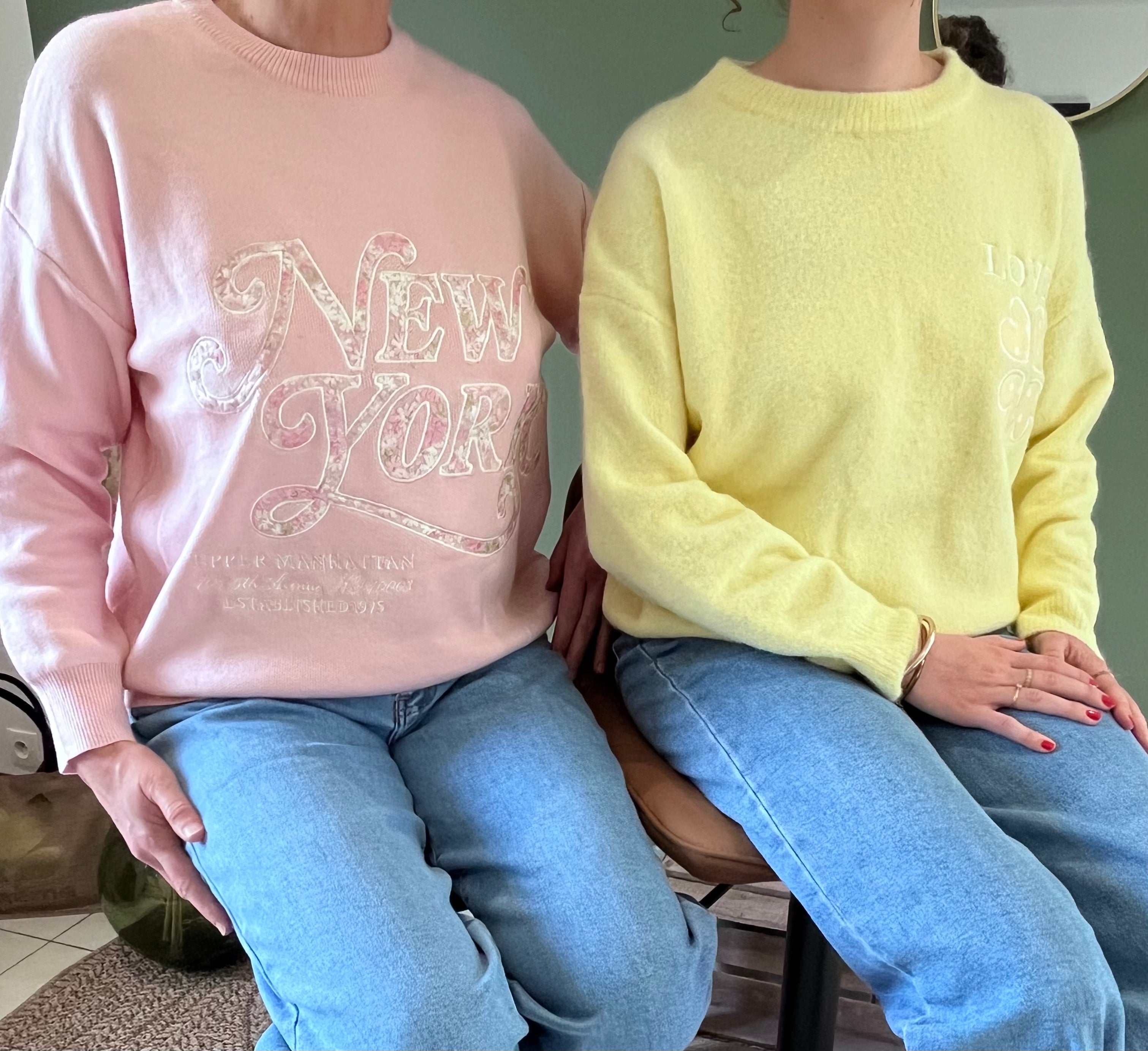 "Pull femme rose New York Ciao Milano viscose printemps taille unique 36-42"