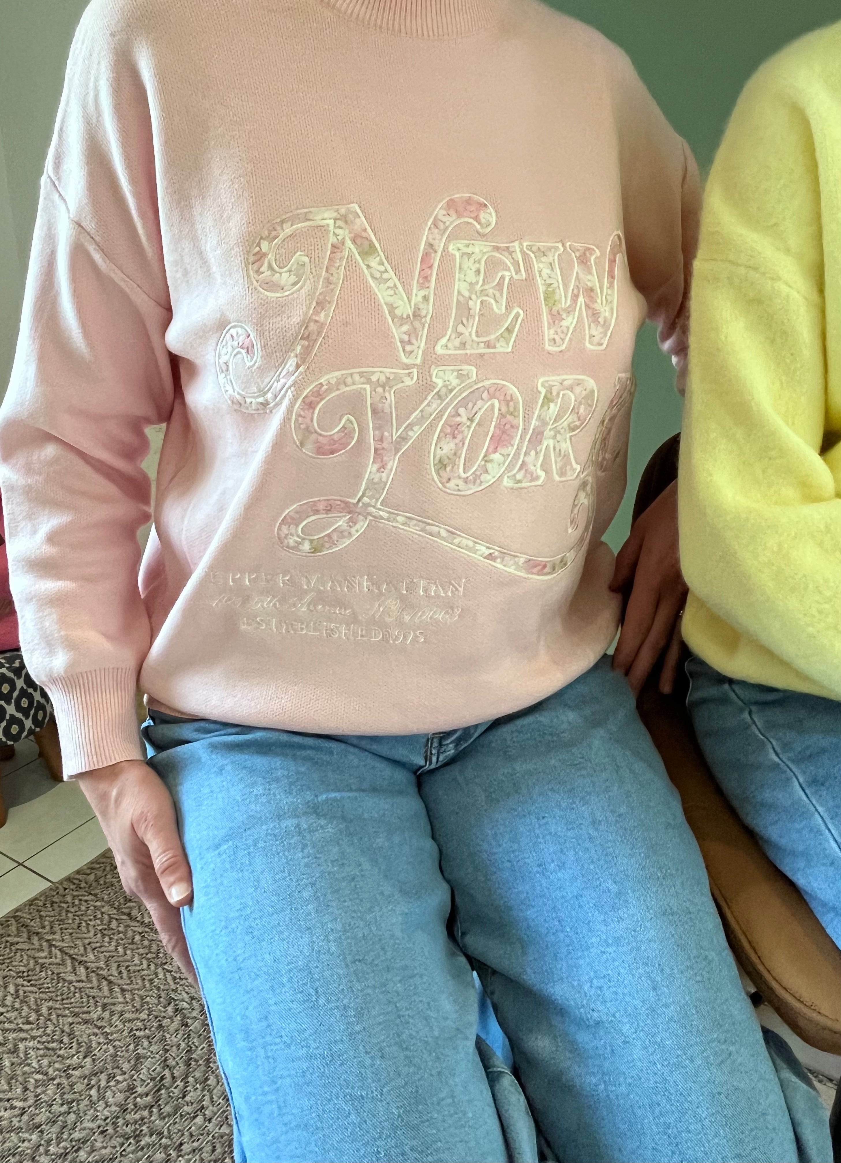"Pull femme rose New York Ciao Milano printemps viscose élégant italien"