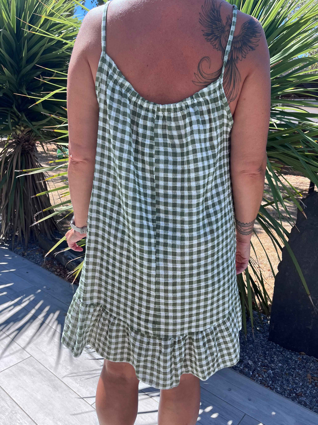 Robe courte vichy gaze de coton