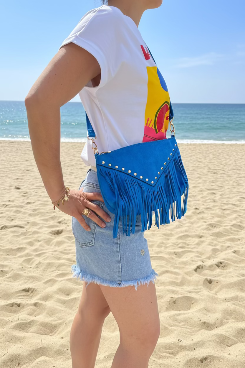 Sac à Main Franges Femme Effet Daim Bohème