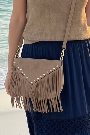 Sac à Main Franges Femme Effet Daim Bohème