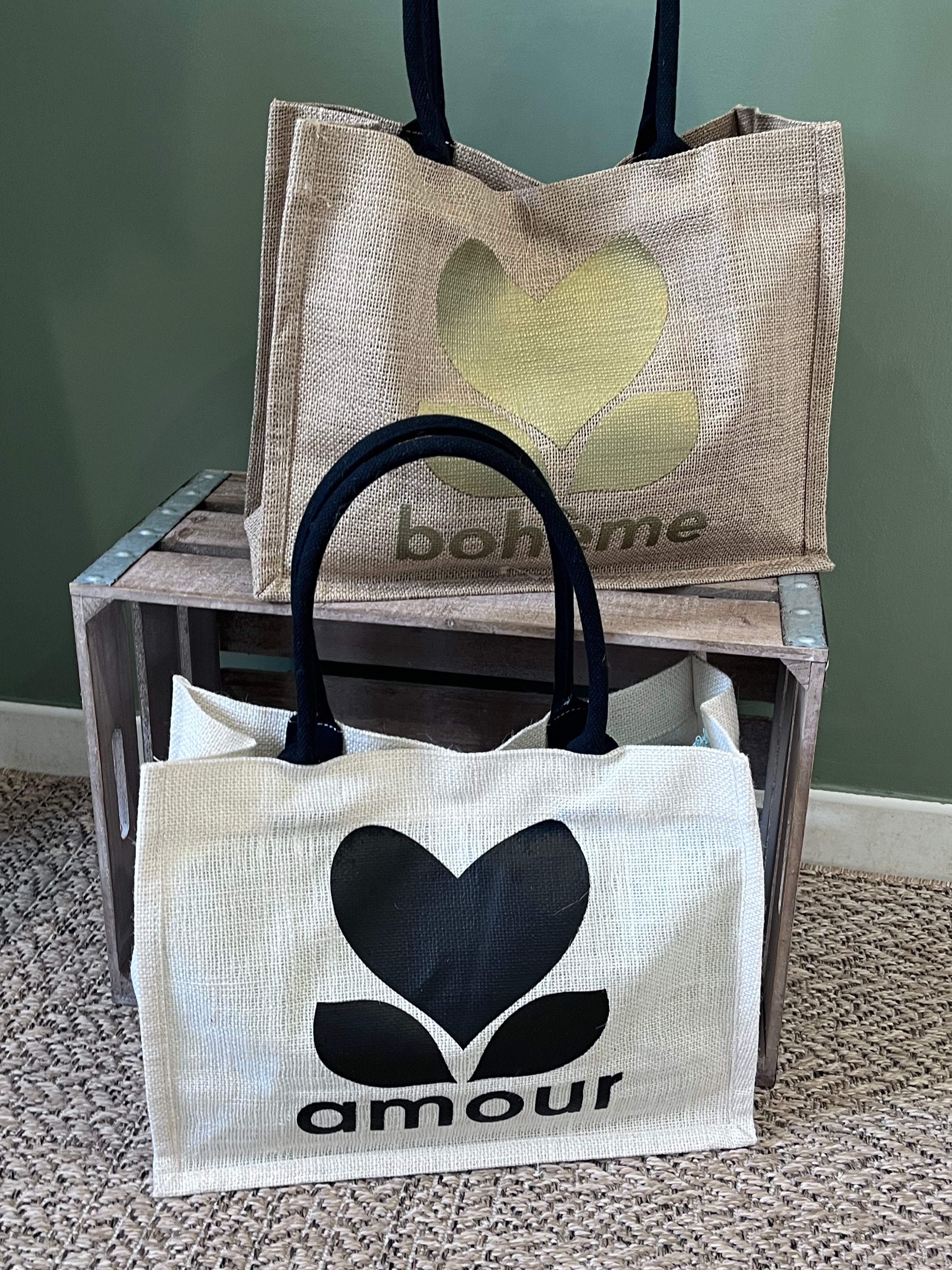 Sac Cabas Jute Amour - Vue d'Ensemble Accessoire Naturel