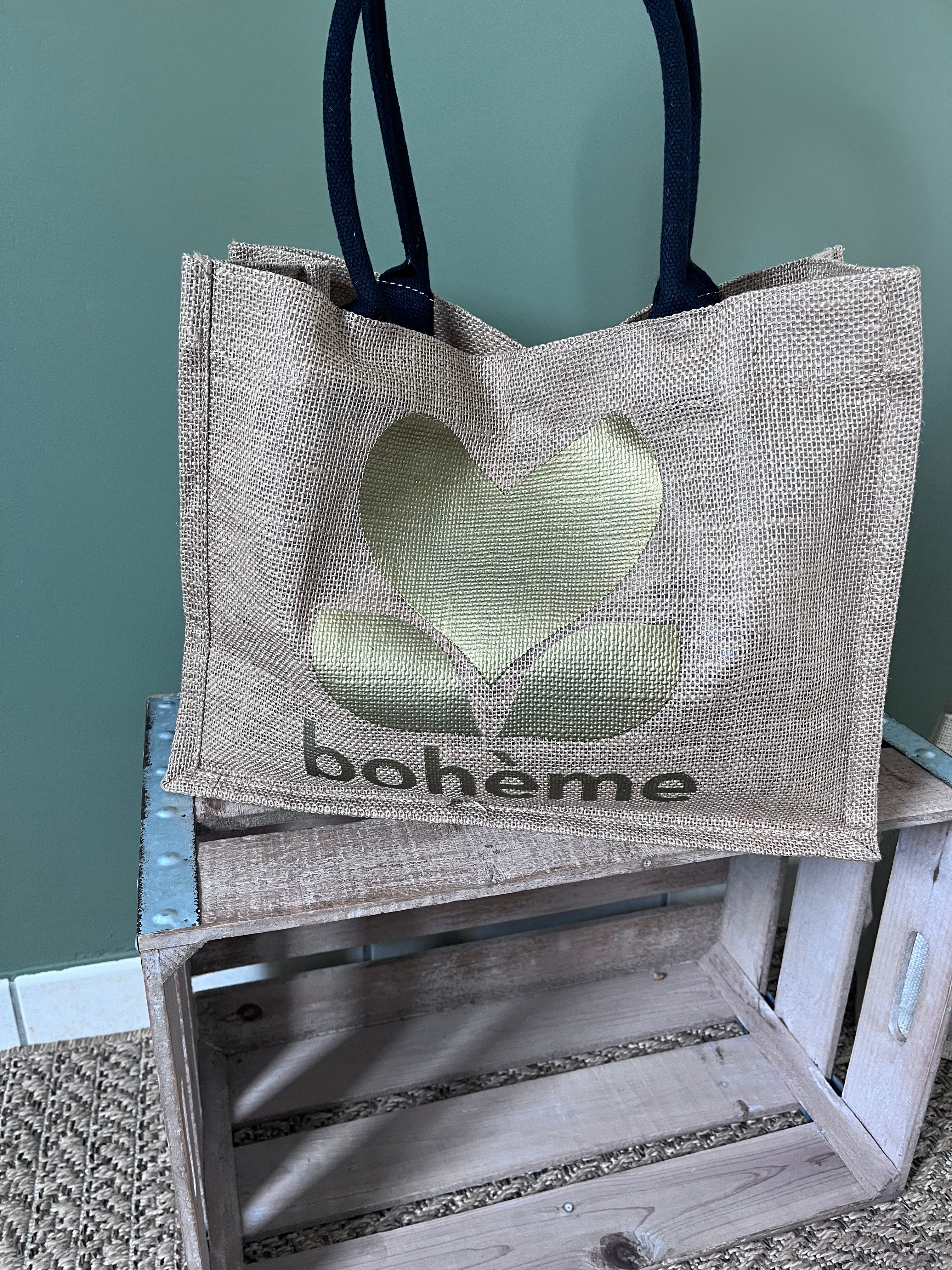 Sac Toile de Jute Bohème - Détail Motif et Anses