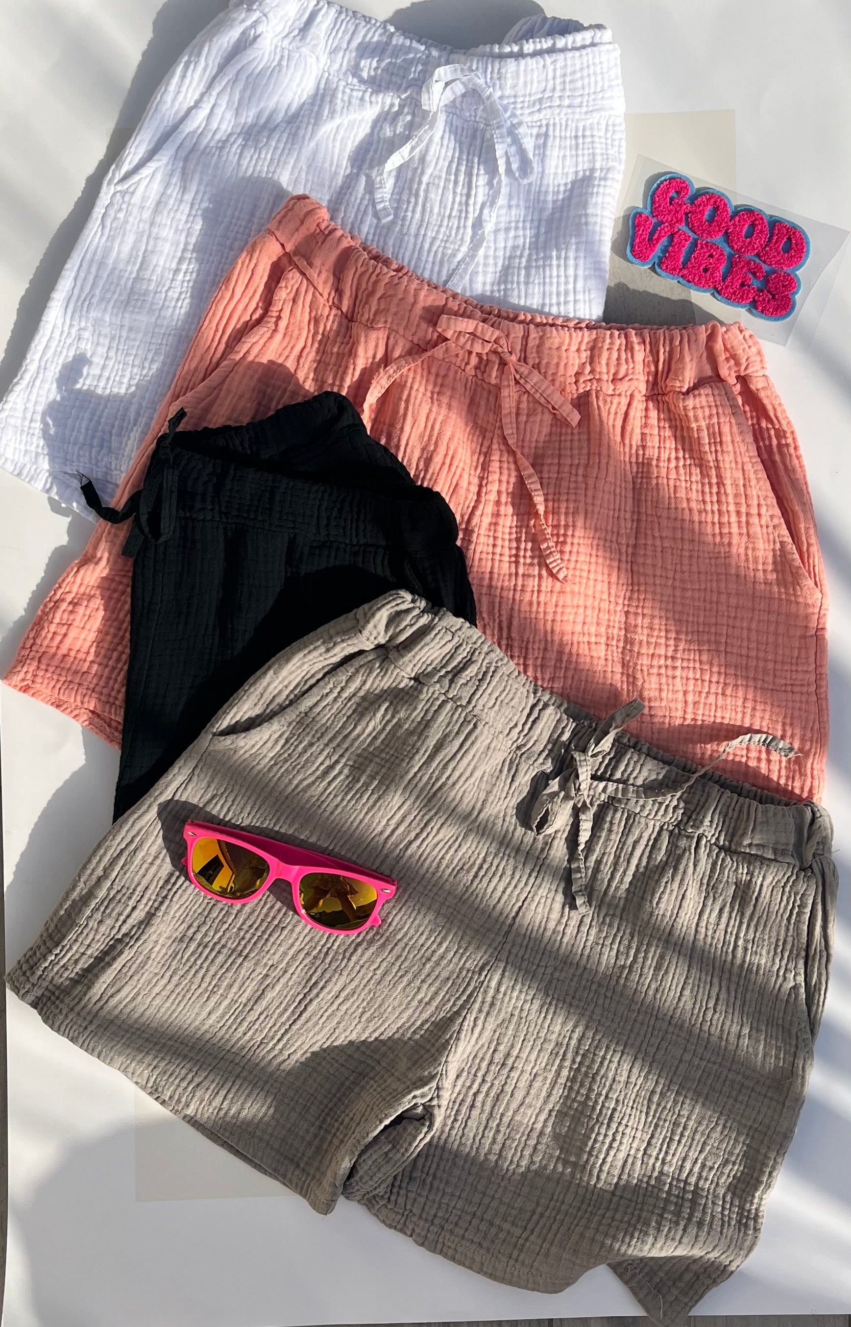 short femme gaze de coton blanc volant froncé - Le Style by Laëti divers coloris vetement femme le pouliguen st lyphard