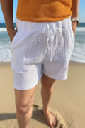 Short femme gaze de coton blanc - Le Style by Laëti prêt a porter femme guérande st lyphard la baule