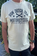 T-shirt homme beige Von Dutch USA Motorcycles - imprimé graphique col rond jersey  pret a porte homme guérande