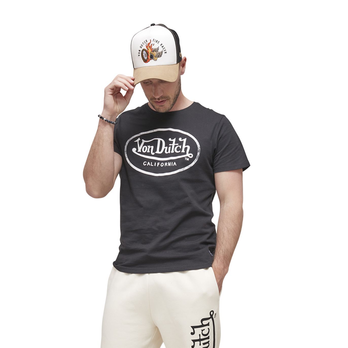 T-shirt homme Aaron Von Dutch, coton noir col rond, boutique homme guérande collection automne 2026
