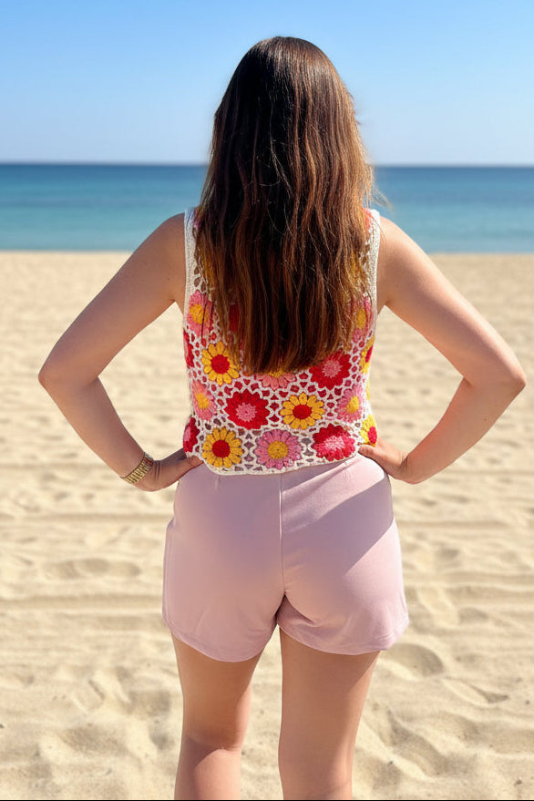 Top Fleuri Crème en Crochet -Boutique femme bohême La Baule Guérande- Le  Style By Laëti
