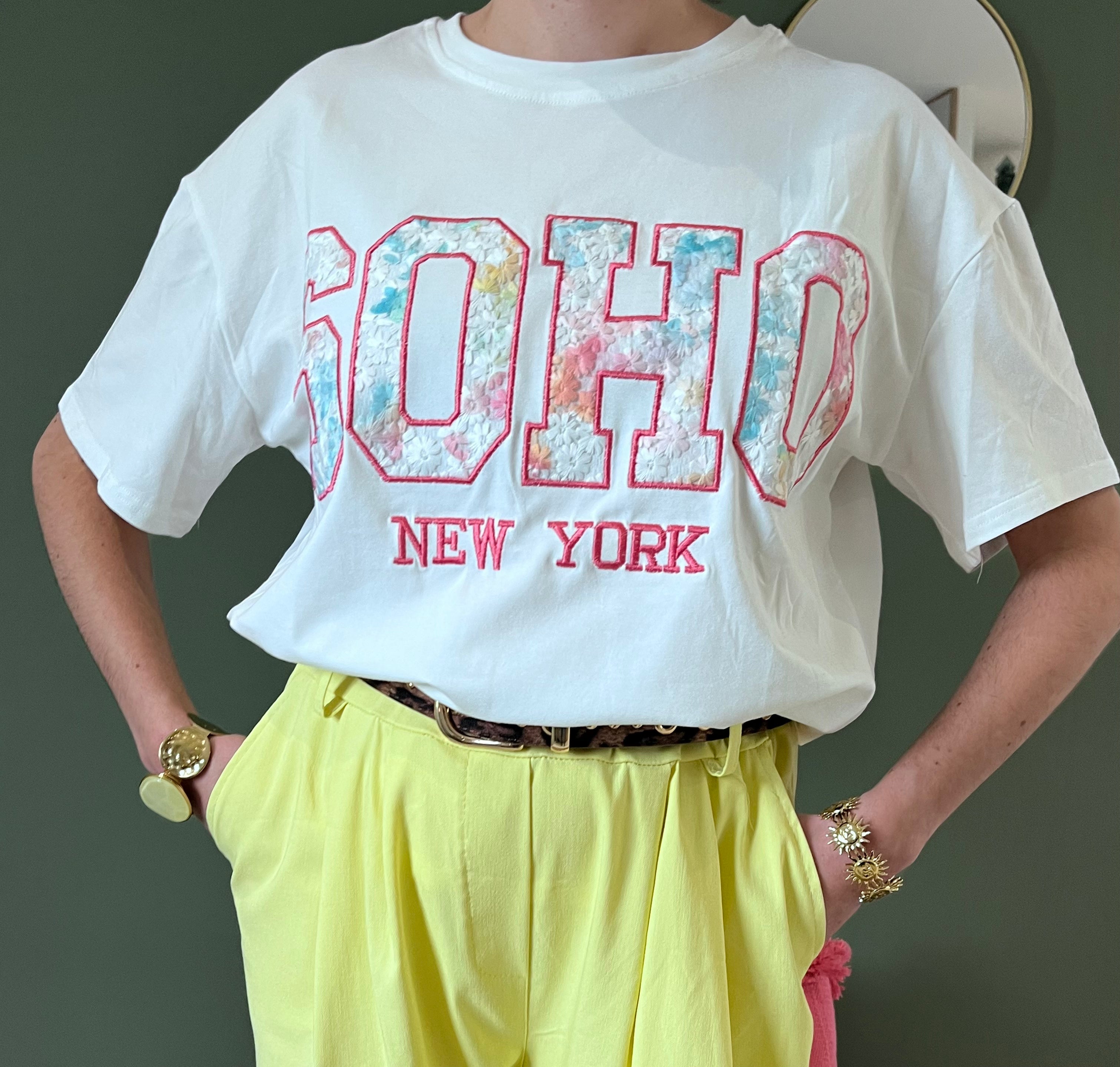 "T-shirt Soho imprimé fleurs pastels femme Ciao Milano coton stretch 95%"