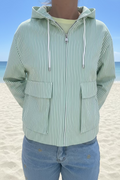 Veste à Capuche Rayée Coupe Courte & Légère