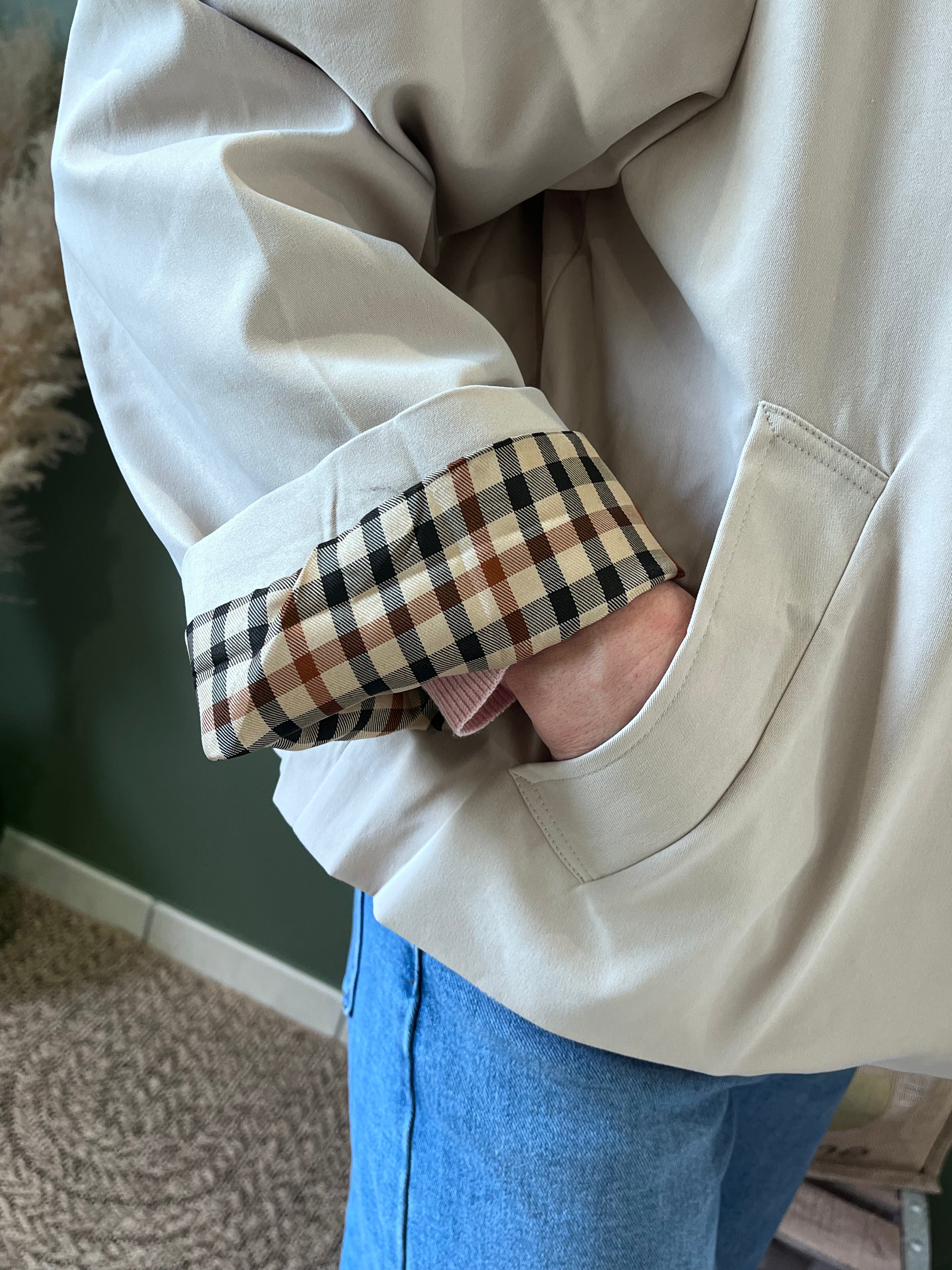 Veste mi-saison trench court beige femme KELIE tailles S M L"